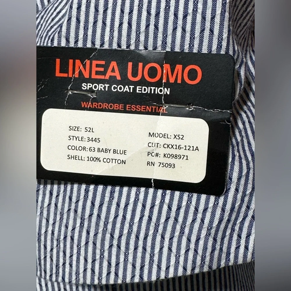 Linea Uomo navy/white striped 100% cotton men’s blazer size 52L new with tags
